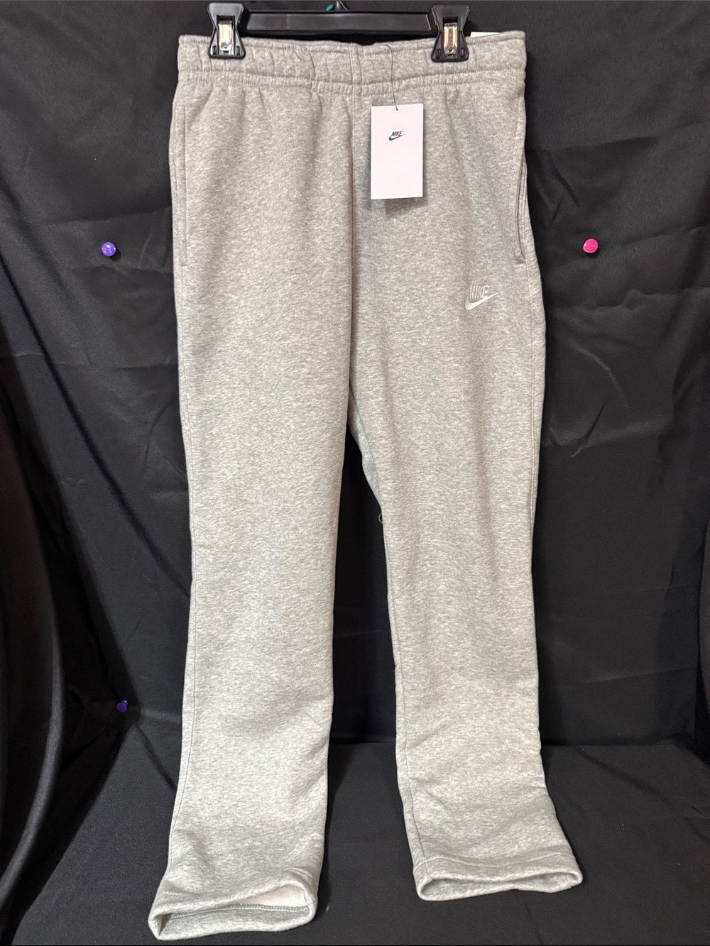 Nike Gray Men's Fleece Joggers with White Swoosh